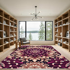 Plum Cream Floral Mandala Rug
