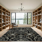 Ornate Silver Scroll Foliage Rug