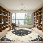 Ornate Bronze Filigree Damask Medallion Rug