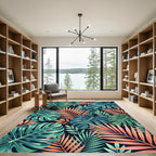 Tropical Monstera Palm Leaf Collage Rug