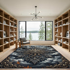 Celestial Silver Ornate Sunburst Floral Rug