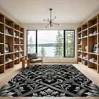 Ornate Gray Floral Lattice Rug