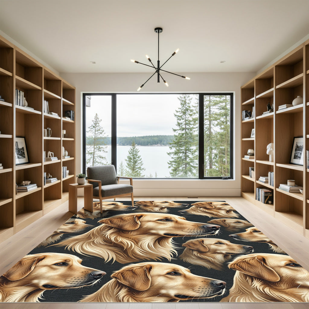 Golden Retriever Portrait Repeating Art Rug
