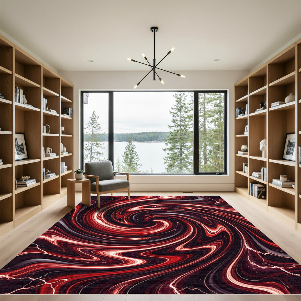 Crimson Swirl Liquid Motion Rug