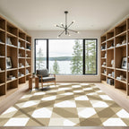 Modern Tan Geometric Diagonal Rug