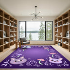 Cute Bunny Mushroom Purple Garden Rug