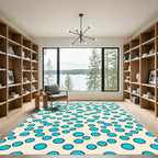 Aqua Circles Cream Background Rug