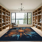 Celestial Copper Sunburst Navy Abstract Rug
