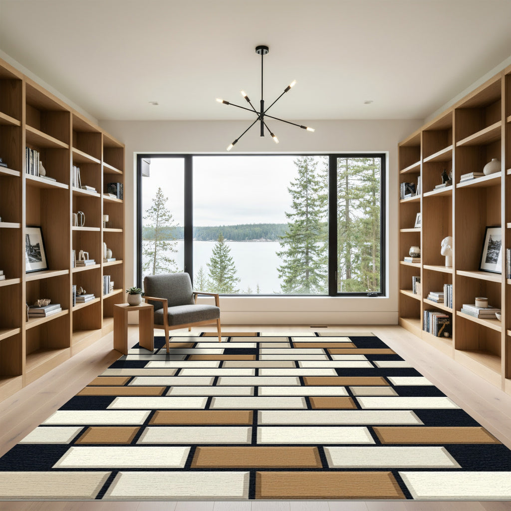 Neutral Toned Brickwork Abstract Rug