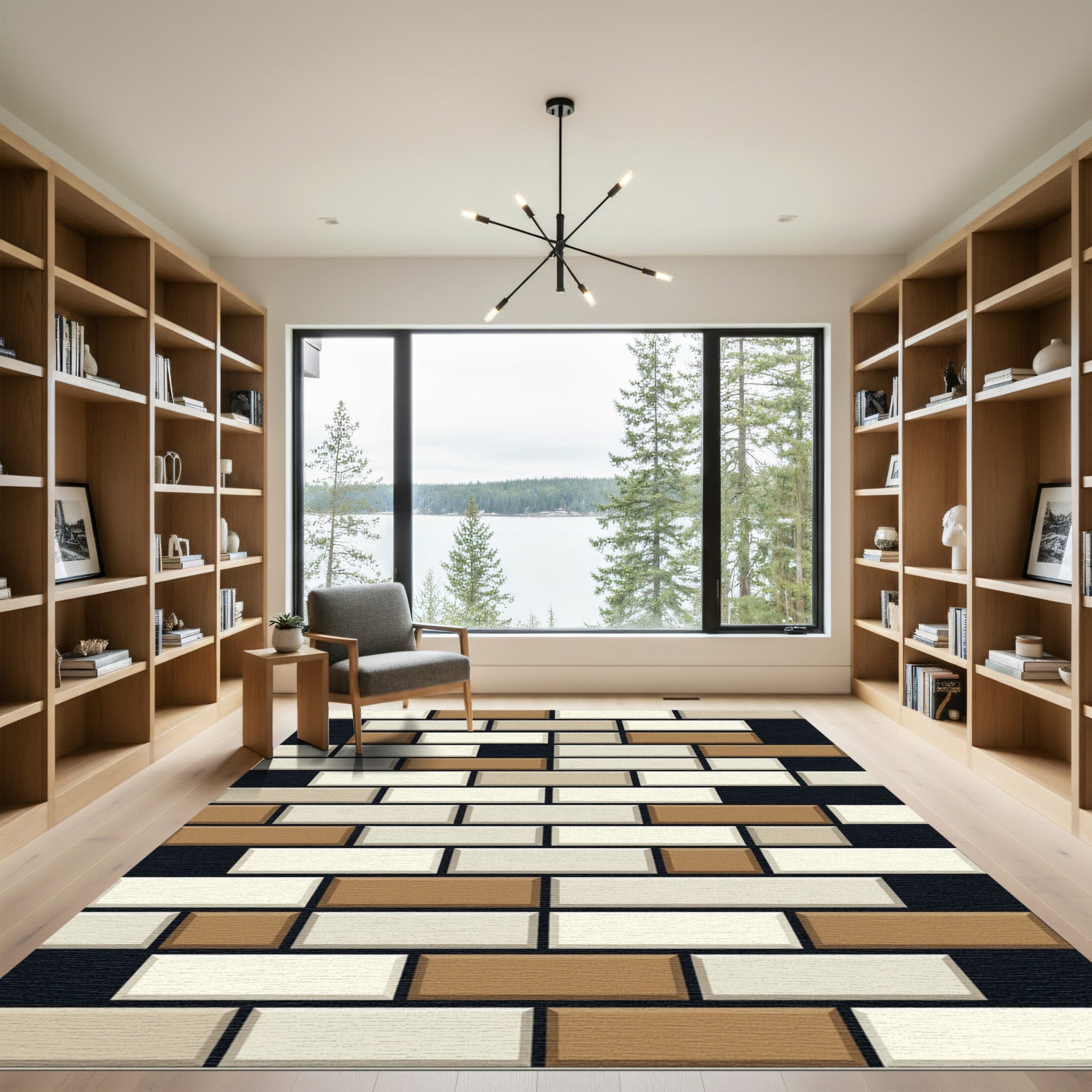 Neutral Toned Brickwork Abstract Rug