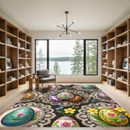 Ornate Floral Easter Egg Lacy Medallion Rug
