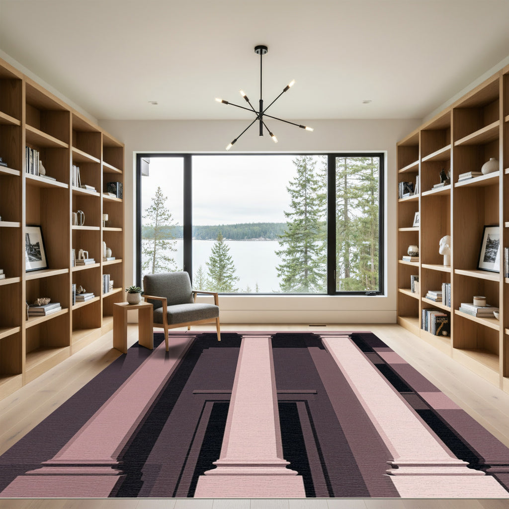 Mauve Pillars Minimalist Architectural Rug