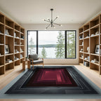 Deep Red Geometric Stack Rug