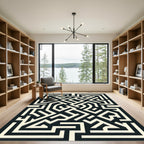 Monochromatic Maze Geometric Illusion Rug