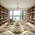 Luxurious Metallic Gold Angular Geometric Art Rug