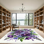 Vibrant Purple Floral Watercolor Bouquet Rug
