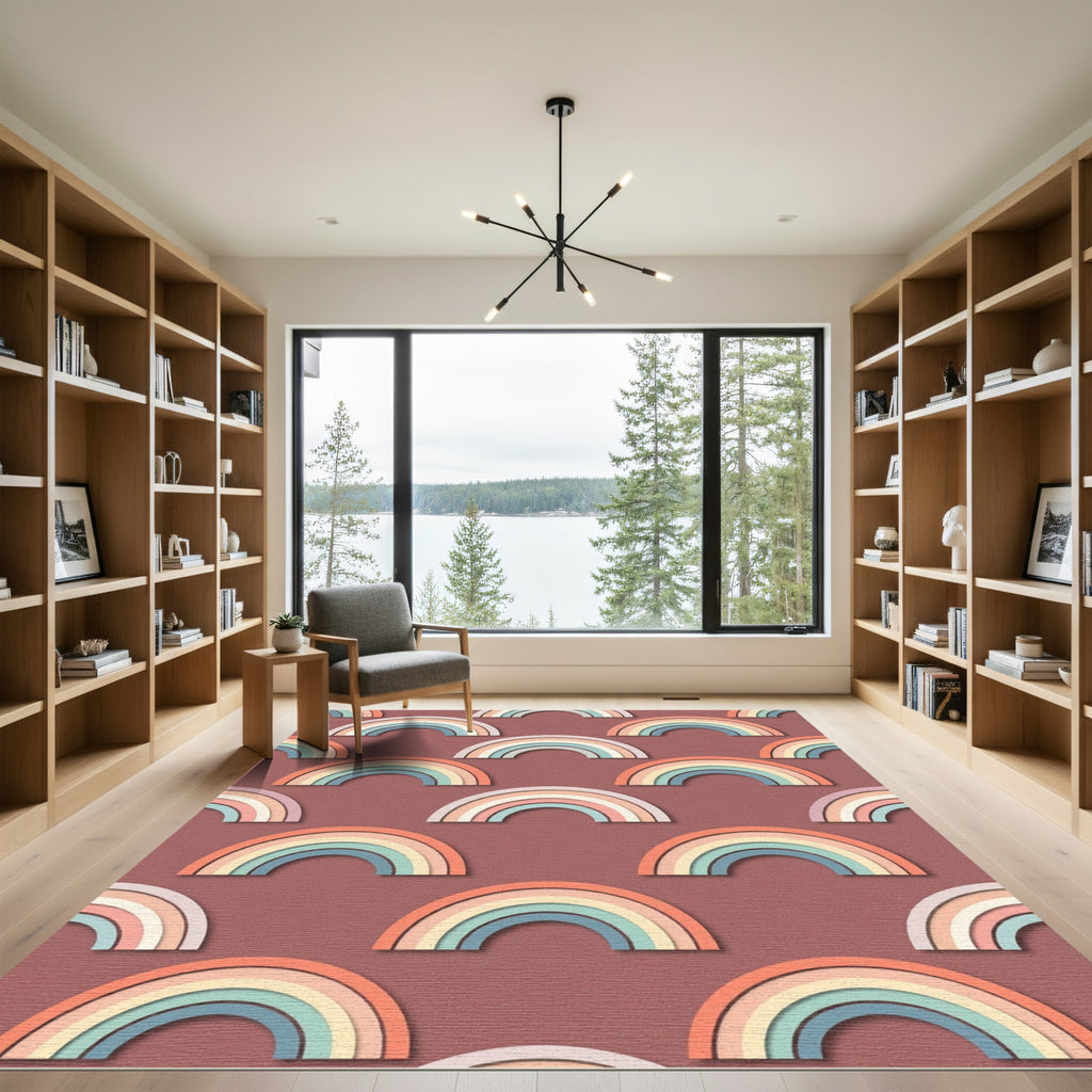 Retro Earthy Rainbow Arches Rug