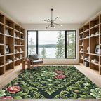 Victorian Vintage Rose Scroll Rug