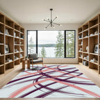 Plum Coral Abstract Paint Strokes Rug