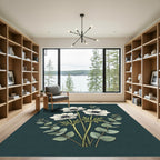 Elegant White Anemone Floral Bouquet Rug