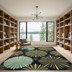 Art Deco Gold Teal Sunburst Rug
