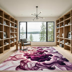 Vibrant Plum Ink Abstract Swirl Rug