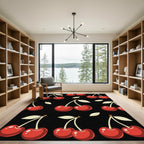 Playful Red Cherry Fruit Illustration Rug