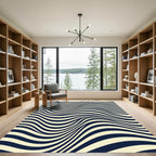 Modern Cream and Charcoal Wavy Stripe Rug