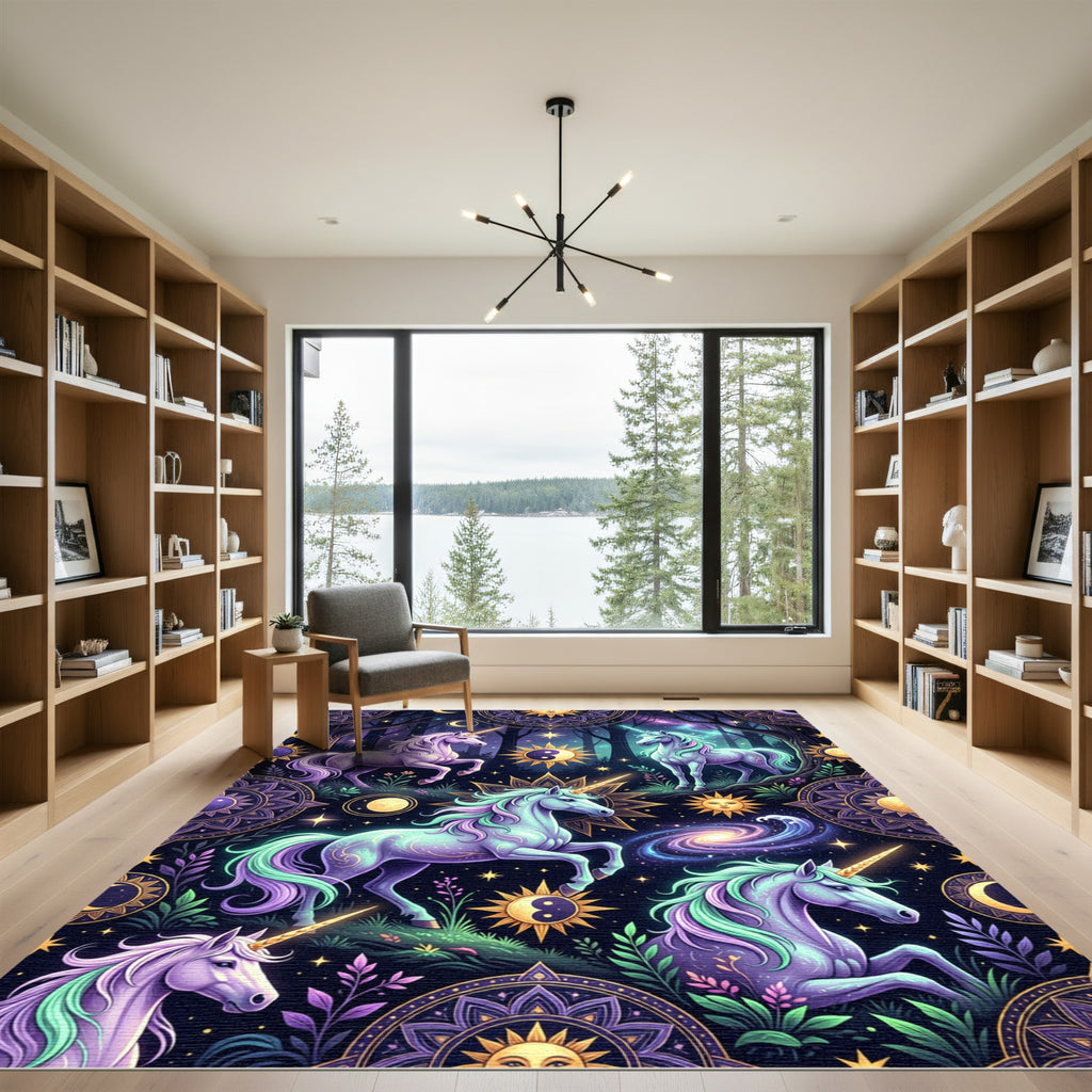 Celestial Unicorn Galaxy Astral Art Rug