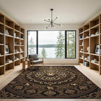 Elegant Bronze Paw Print Medallion Rug