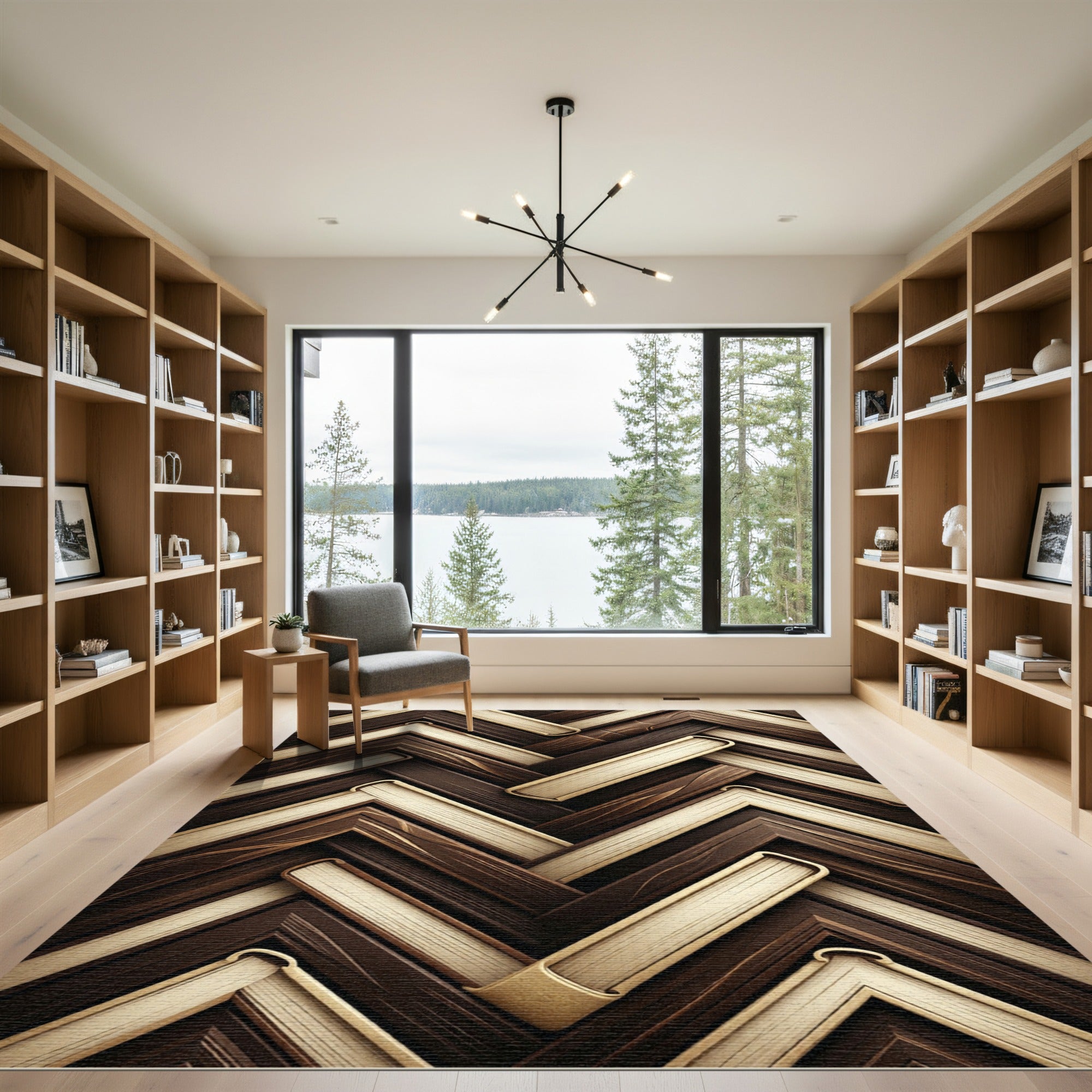 Herringbone Wood Grain Chevron Weaver Rug