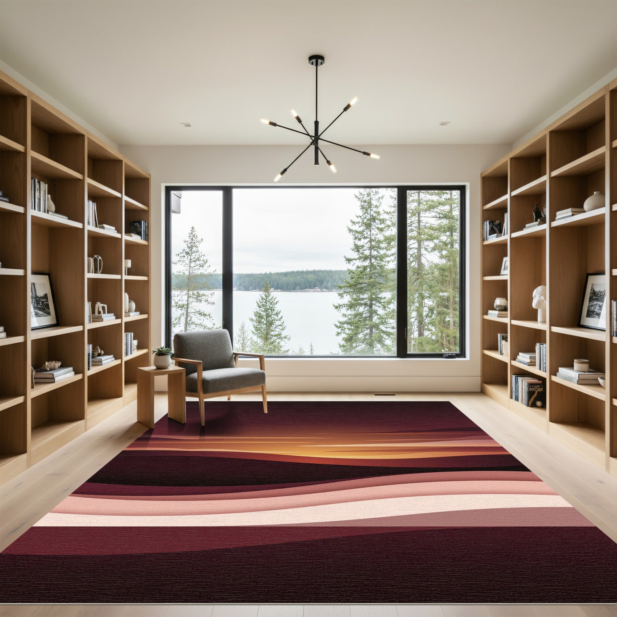 Modern Sunset Landscape Layered Gradient Rug