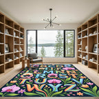 Colorful Floral Alphabet Rainbow Letter Wall Art Rug