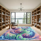 Watercolor Enchanted Paisley Swirl Fusion Rug