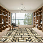 Geometric Warm Tones Stripes Blocks Rug