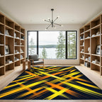 Golden Yellow Sharp Abstract Cross Rug