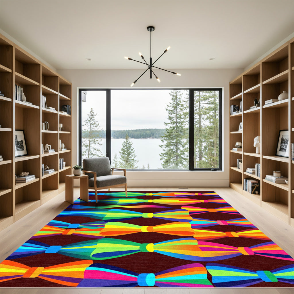 Colorful Rainbow Bow Tie Pattern Rug