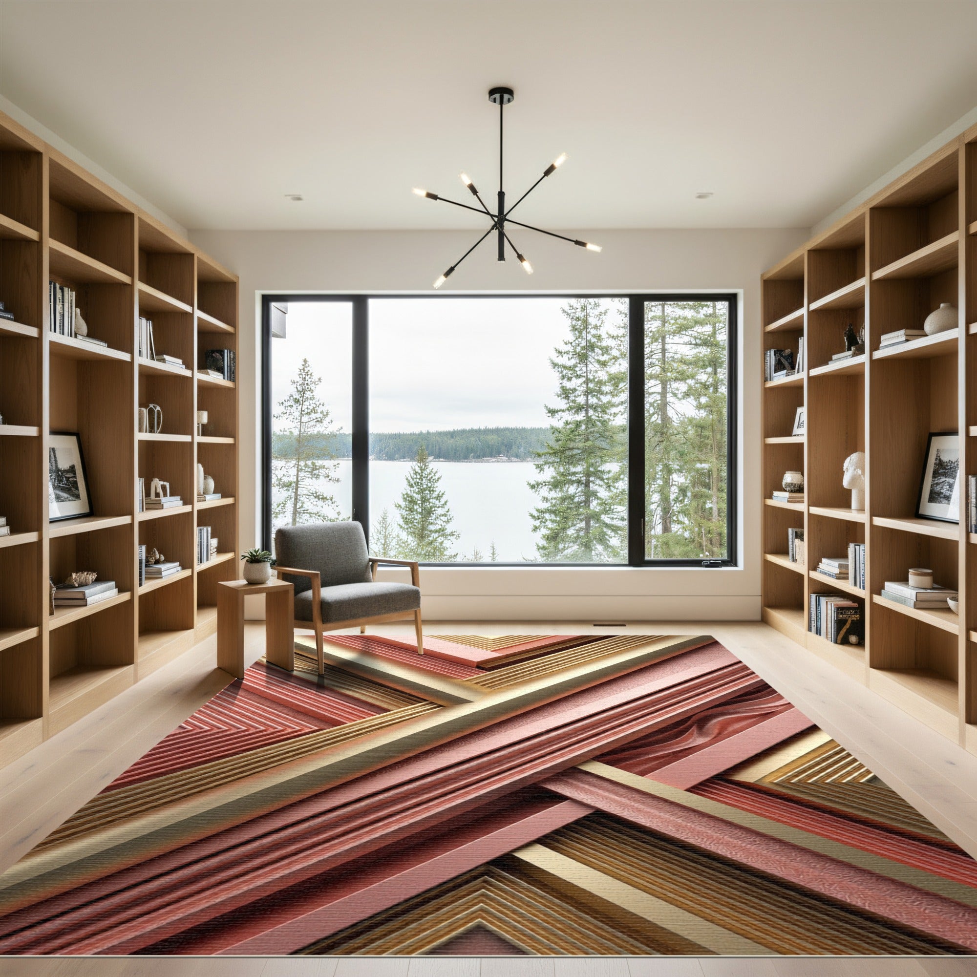 Rose Gold Geometric Accordion Ribbon Rug