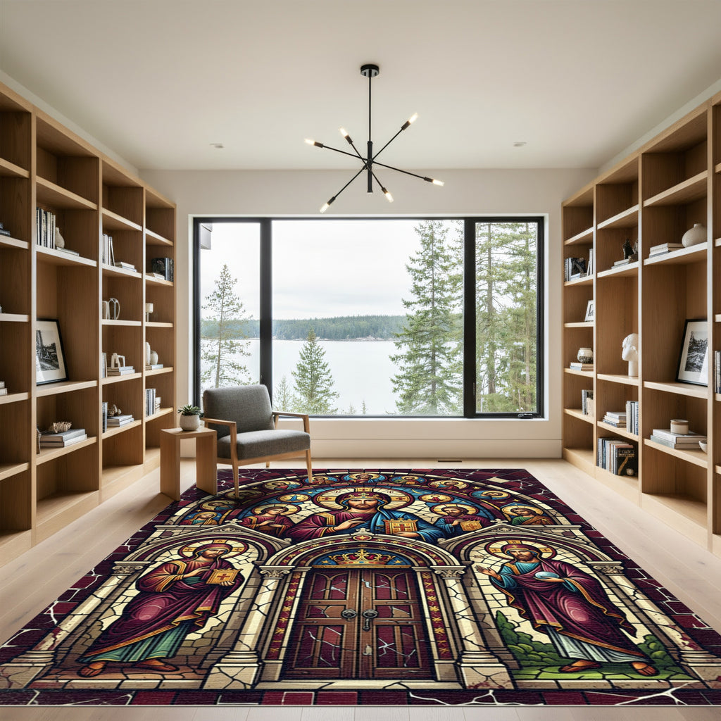 Stained Glass Cathedral Saint Icon Rug