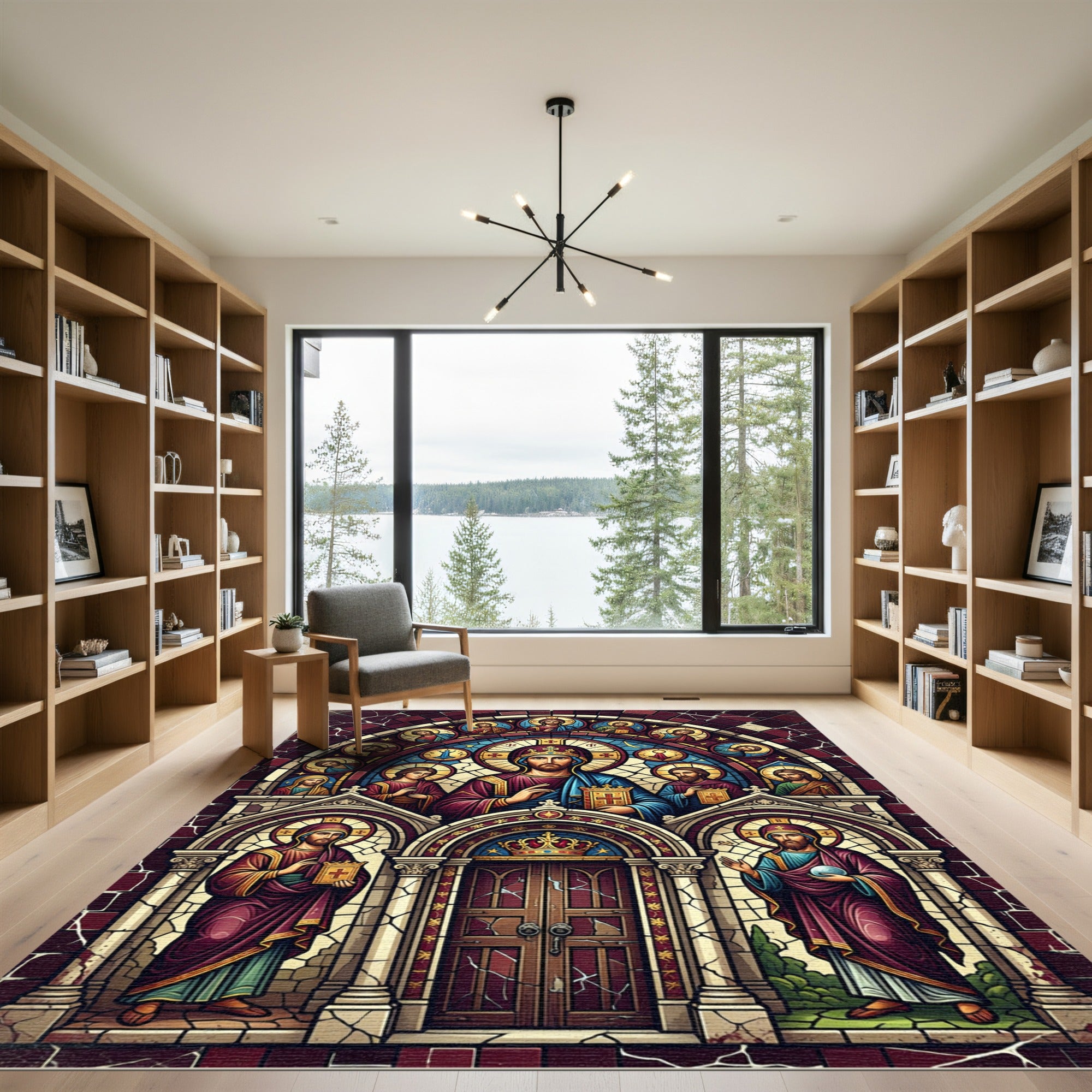 Stained Glass Cathedral Saint Icon Rug
