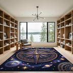 Cosmic Celestial Gold Constellation Compass Rug