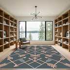 Blush Pink Arrow Geometric Charcoal Rug