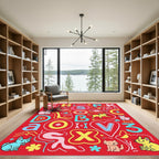 Cute Colorful Cat Alphabet Art Rug
