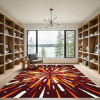 Dynamic Fiery Burst Abstract Rug