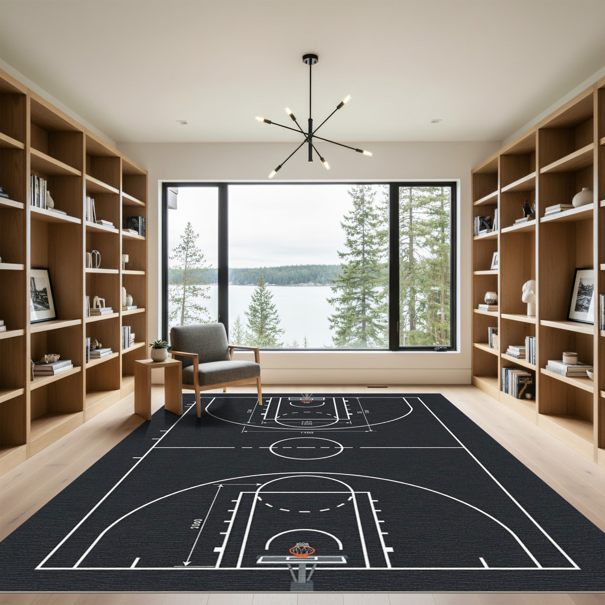 Graphic Basketball Court Minimalist Area Rug