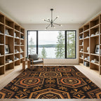 Tribal Golden Hexagon Geometric Art Rug