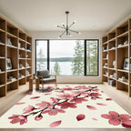 Elegant Pink Sakura Cherry Blossom Branch Rug