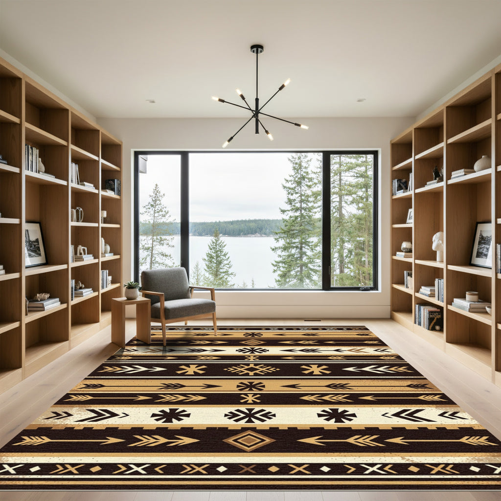 Earthy Neutral Southwestern Arrow Geometric Striped Rug