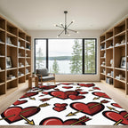 Romantic Red Hearts and Gold Arrows Rug
