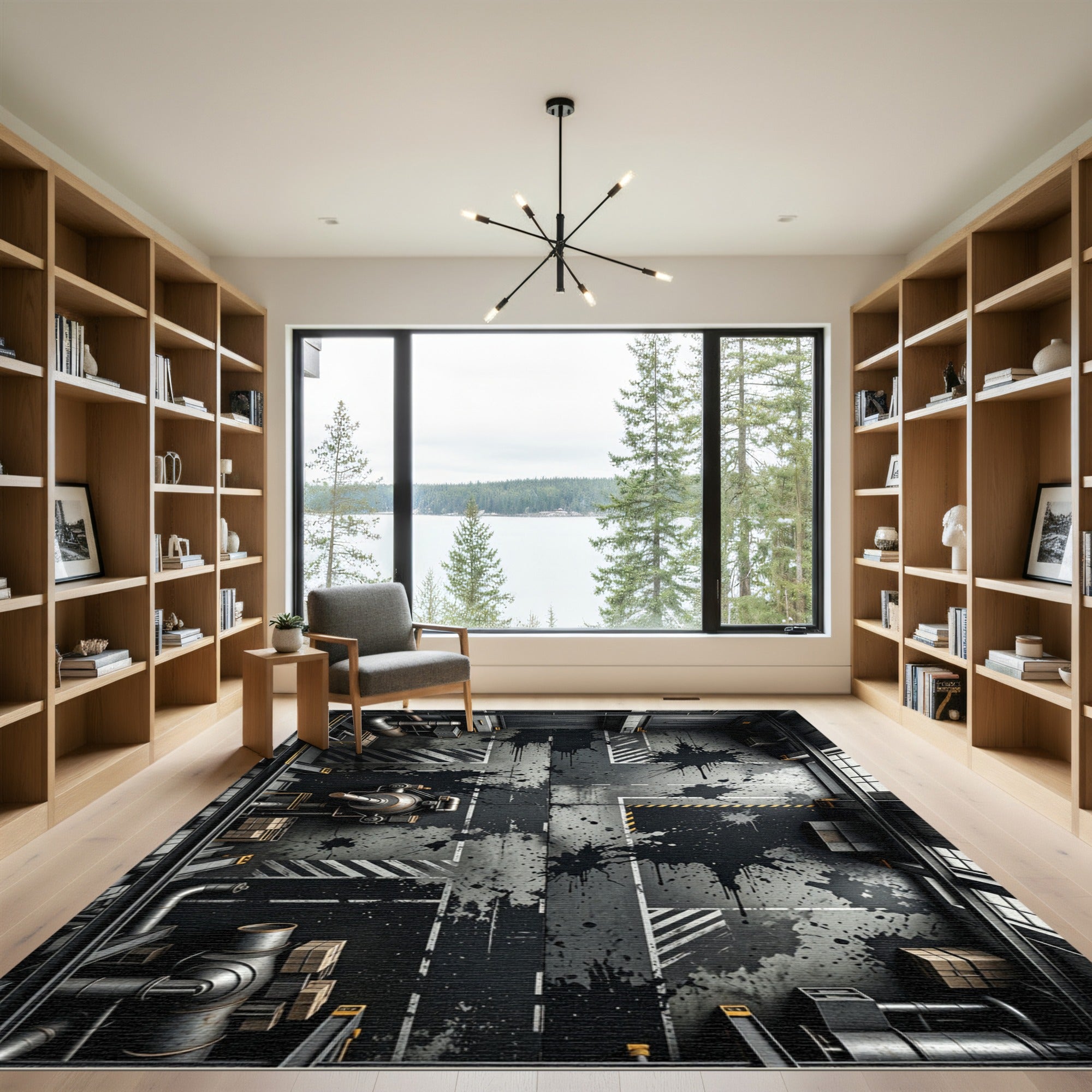 Industrial Splatter Grunge Floor Rug